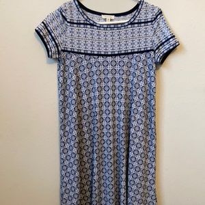 Navy, blue, and white dress